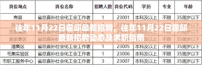 霍邱最新招聘動態(tài)及求職指南（往年11月22日）