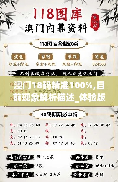 澳門18碼精準100%,目前現象解析描述_體驗版FIG2.10