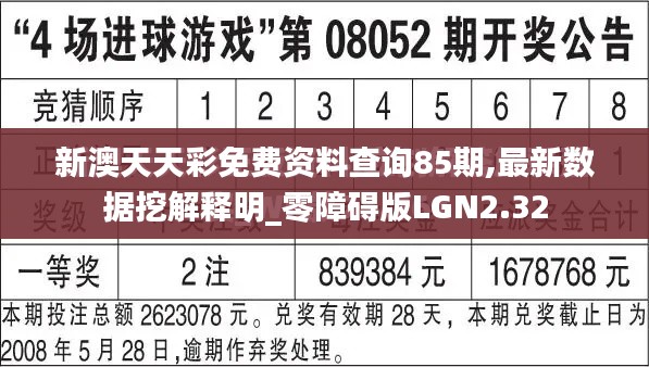 新澳天天彩免費資料查詢85期,最新數據挖解釋明_零障礙版LGN2.32