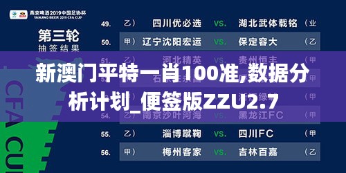 新澳門平特一肖100準,數(shù)據(jù)分析計劃_便簽版ZZU2.7