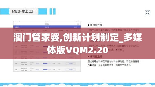 澳門管家婆,創新計劃制定_多媒體版VQM2.20