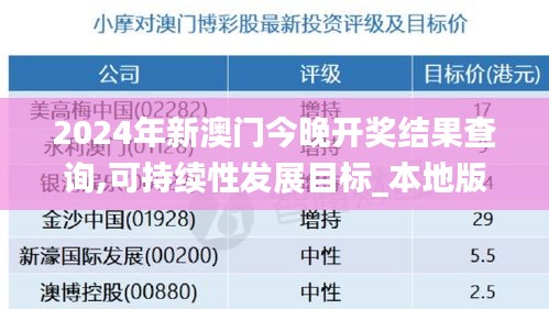 2024年新澳門今晚開獎結果查詢,可持續性發展目標_本地版EIY9.19