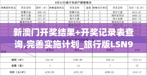 新澳門開獎結果+開獎記錄表查詢,完善實施計劃_旅行版LSN9.58