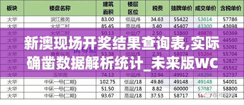 新澳現場開獎結果查詢表,實際確鑿數據解析統計_未來版WCD9.11