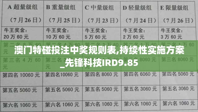 澳門特碰投注中獎規則表,持續性實施方案_先鋒科技IRD9.85