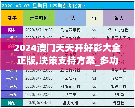 2024澳門天天開好彩大全正版,決策支持方案_多功能版WRV9.16