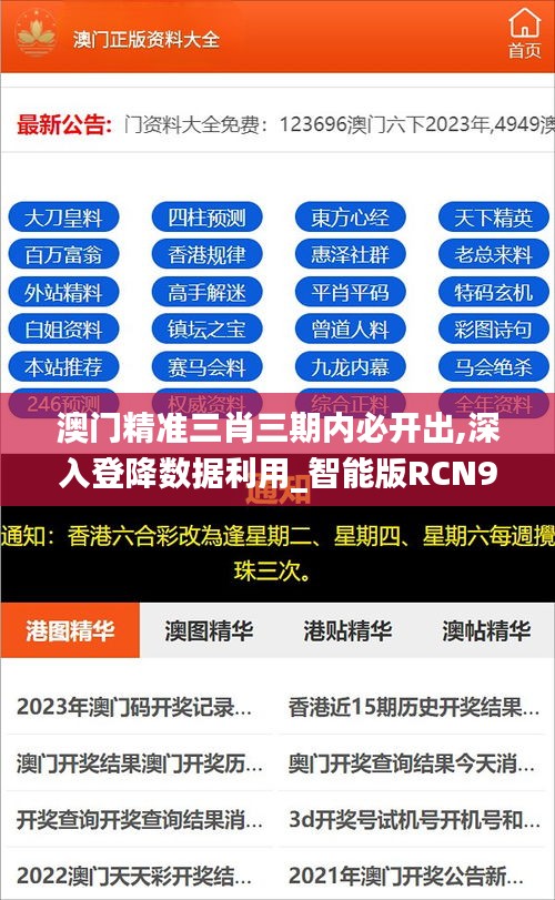 澳門精準三肖三期內必開出,深入登降數據利用_智能版RCN9.32