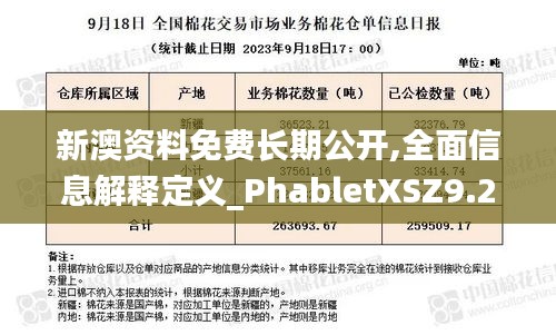 新澳資料免費長期公開,全面信息解釋定義_PhabletXSZ9.22