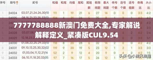 7777788888新澳門免費大全,專家解說解釋定義_緊湊版CUL9.54