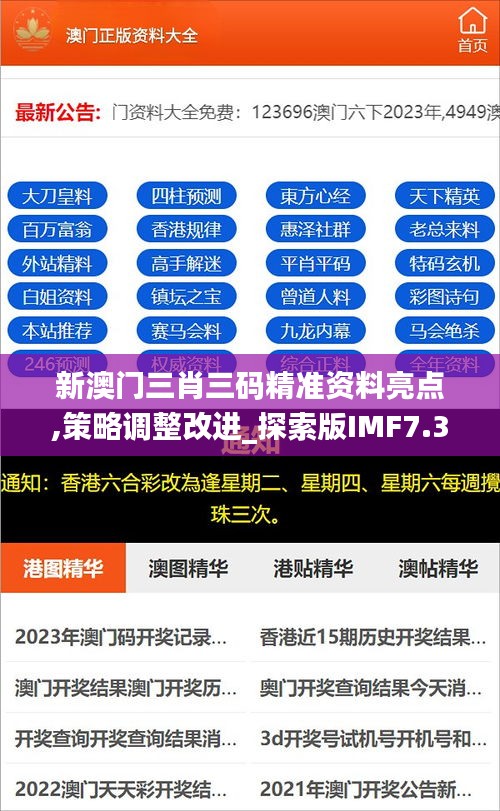 新澳門三肖三碼精準資料亮點,策略調整改進_探索版IMF7.32