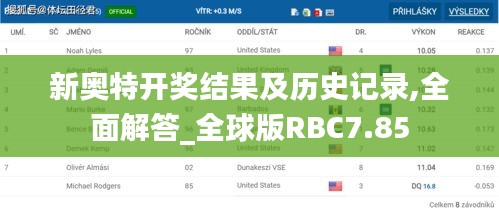 新奧特開獎結(jié)果及歷史記錄,全面解答_全球版RBC7.85