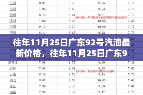 往年11月25日廣東92號汽油最新價格概覽與解析