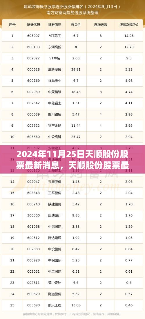 天順股份最新動態(tài)解析，聚焦要點消息（2024年11月25日）