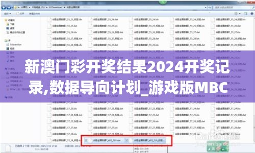 新澳門彩開獎結果2024開獎記錄,數據導向計劃_游戲版MBC8.25