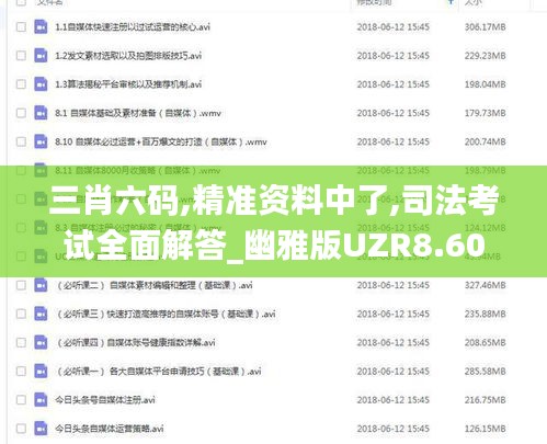 三肖六碼,精準資料中了,司法考試全面解答_幽雅版UZR8.60