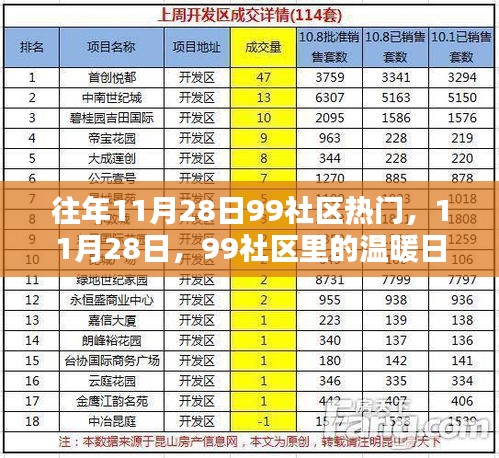 11月28日，99社區的溫暖日常與友情盛事回顧