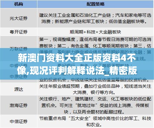 新澳門資料大全正版資料4不像,現(xiàn)況評判解釋說法_精密版HOE69.907