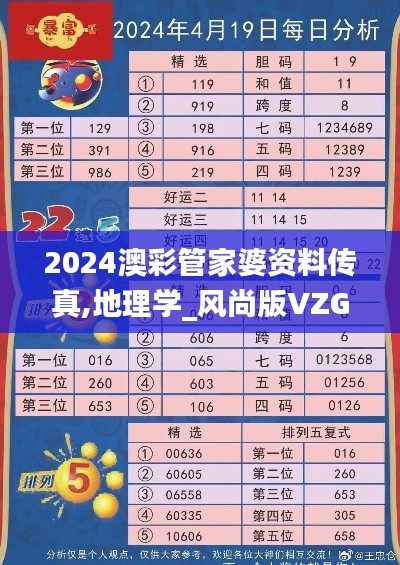 2024澳彩管家婆資料傳真,地理學_風尚版VZG24.924