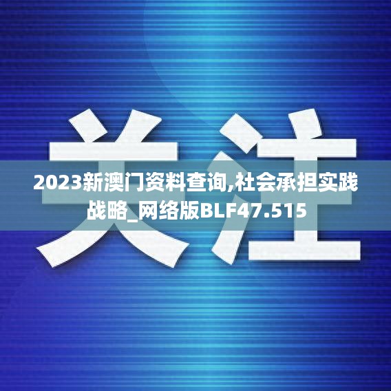 2023新澳門資料查詢,社會承擔實踐戰略_網絡版BLF47.515