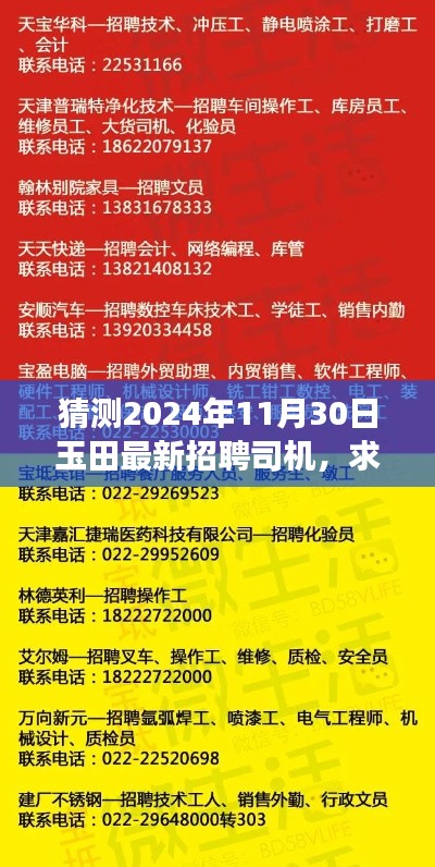 玉田最新招聘司機求職指南，如何準備并成功應聘（預測版2024年11月）