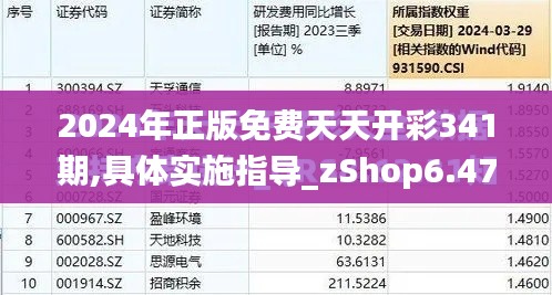 2024年正版免費天天開彩341期,具體實施指導_zShop6.477