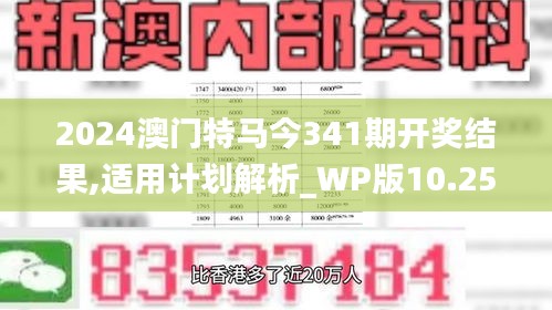 2024澳門特馬今341期開獎結果,適用計劃解析_WP版10.252