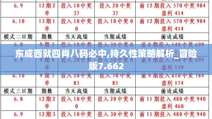 東成西就四肖八碼必中,持久性策略解析_冒險版7.662