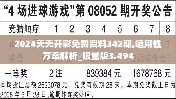 2024天天開彩免費資料342期,適用性方案解析_限量版3.494