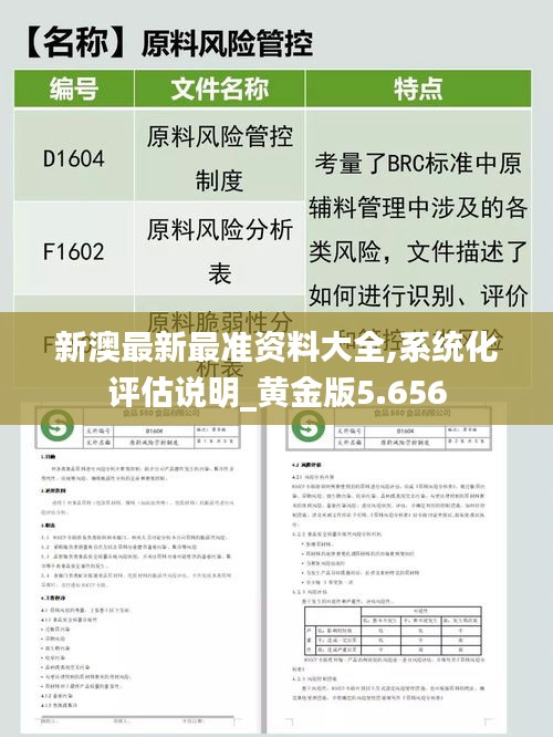 新澳最新最準資料大全,系統化評估說明_黃金版5.656