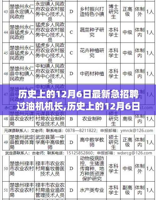 歷史上的12月6日緊急招聘過油機機長指南，詳細步驟與機遇揭秘