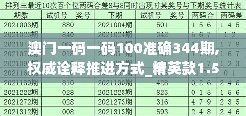 澳門一碼一碼100準確344期,權威詮釋推進方式_精英款1.527