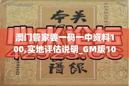 澳門管家婆一碼一中資料100,實地評估說明_GM版10.790