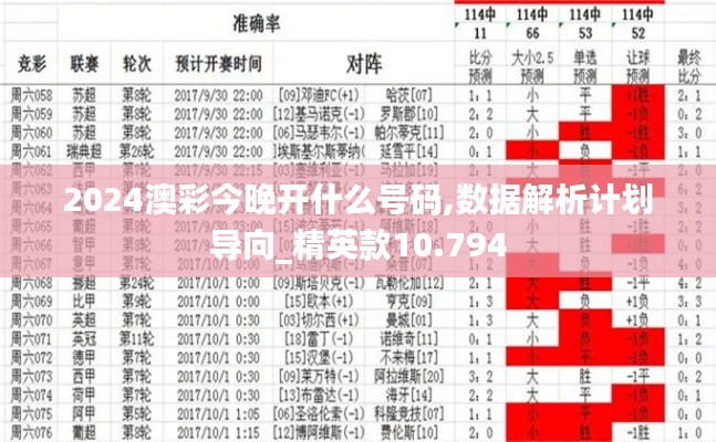 2024澳彩今晚開什么號碼,數據解析計劃導向_精英款10.794