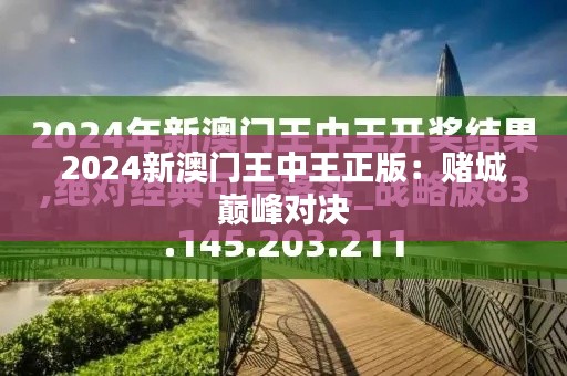 2024新澳門王中王正版：賭城巔峰對決