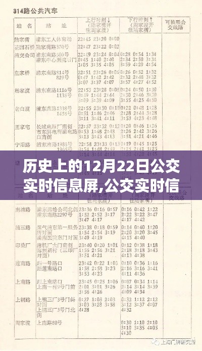 公交實(shí)時(shí)信息屏的歷史沿革與影響，透過(guò)時(shí)間的鏡頭看12月22日的發(fā)展之路