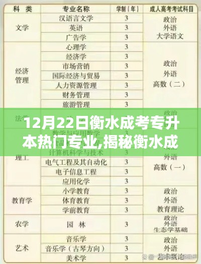 揭秘衡水成考專升本熱門專業(yè)，聚焦點分析，12月22日專業(yè)榜單揭曉