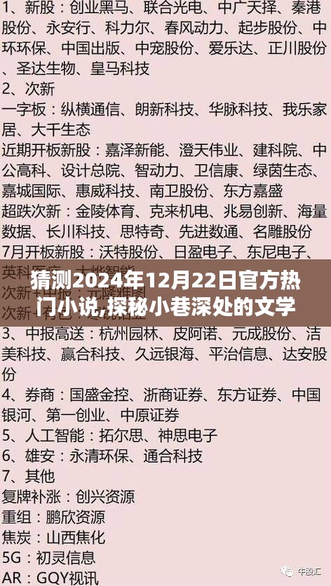 探秘小巷深處的文學(xué)寶藏，預(yù)測2024年熱門小說與特色小店的奇遇揭秘