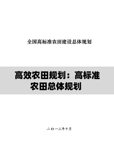 高效農田規劃：高標準農田總體規劃 