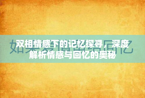 雙相情感下的記憶探尋，深度解析情感與回憶的奧秘