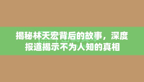 揭秘林天宏背后的故事，深度報道揭示不為人知的真相