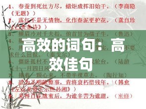 高效的詞句：高效佳句 