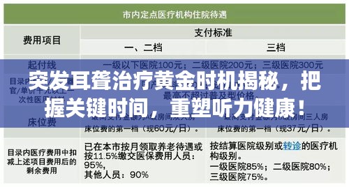 突發耳聾治療黃金時機揭秘，把握關鍵時間，重塑聽力健康！