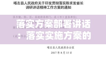 落實方案部署講話：落實實施方案的工作方案 