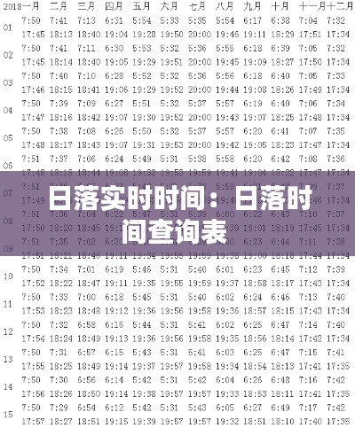 日落實時時間：日落時間查詢表 