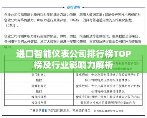 進口智能儀表公司排行榜TOP榜及行業(yè)影響力解析