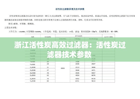 浙江活性炭高效過濾器：活性炭過濾器技術參數 