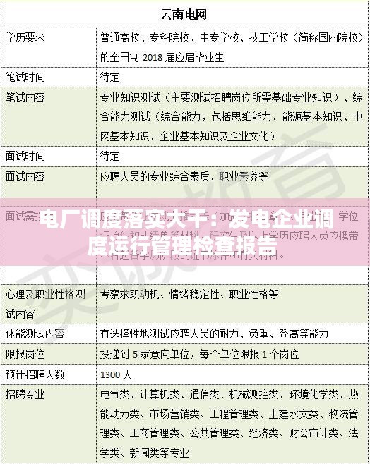 電廠調(diào)度落實大干：發(fā)電企業(yè)調(diào)度運行管理檢查報告 