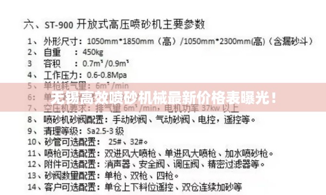 無錫高效噴砂機械最新價格表曝光！