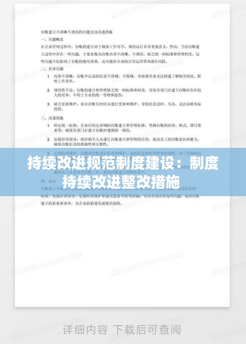 持續改進規范制度建設：制度持續改進整改措施 