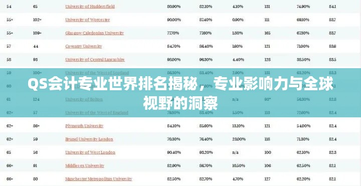 QS會計專業世界排名揭秘，專業影響力與全球視野的洞察